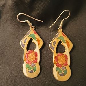 Vintage Cloisonne earrings.